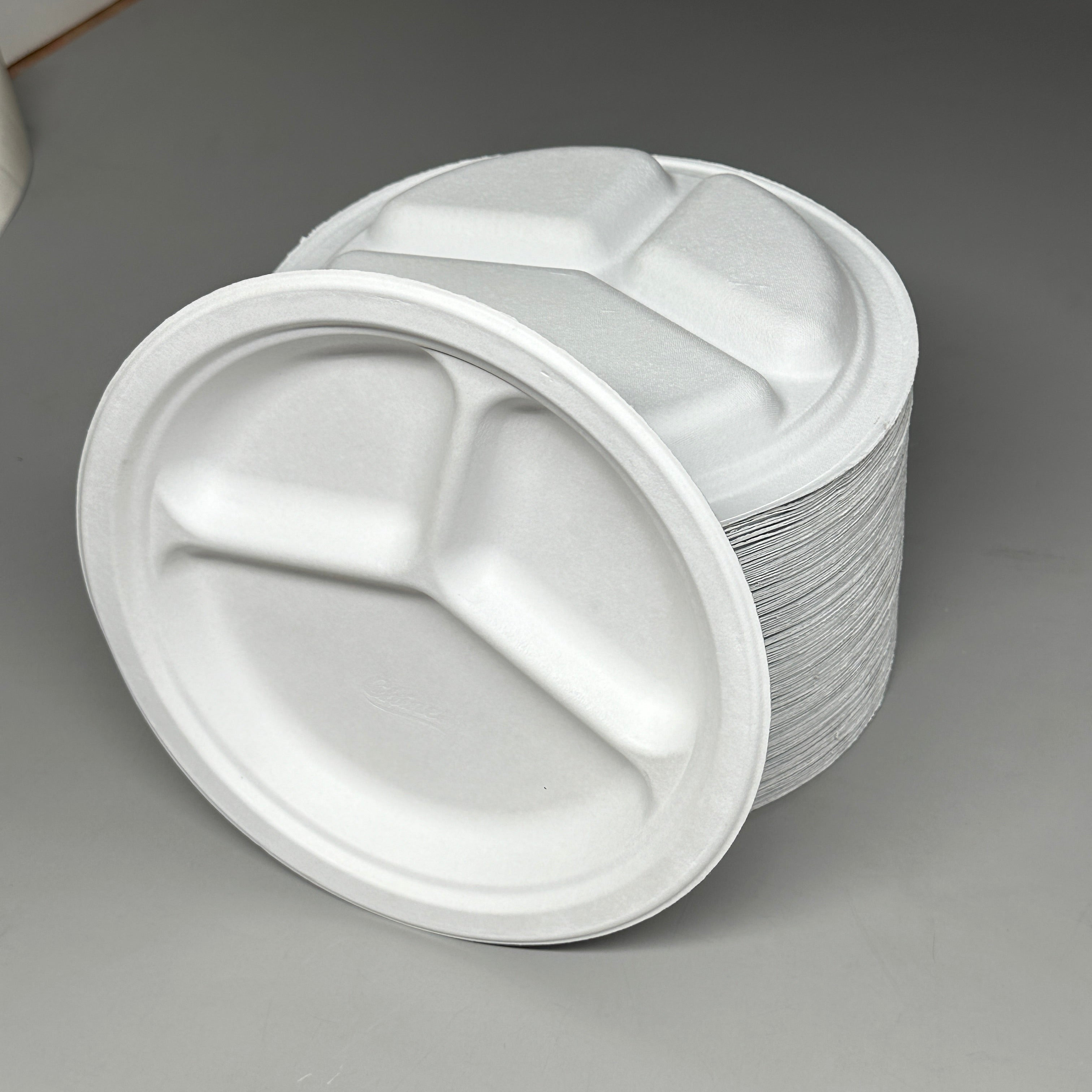 Divided Paper Plates (500 PACK) Disposable Round 10" Plates