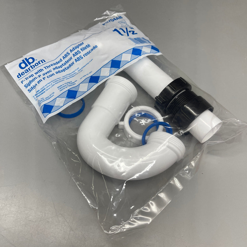 DB DEARBORN 1-1/2” P-Trap w/ Threaded ABS Adapter White P9704AB