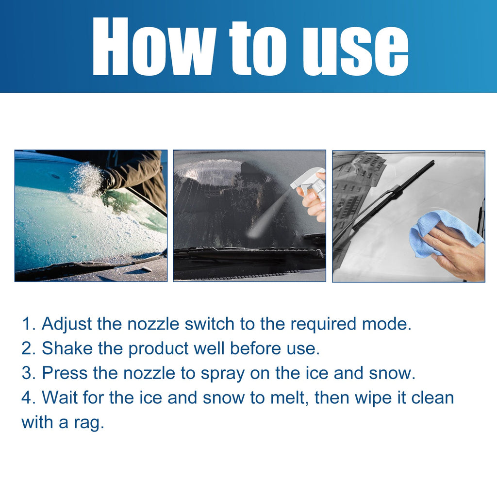 Deicing Agent, Winter Car Glass Fast Melting Snow Remover Front Windshield Snow Repellent