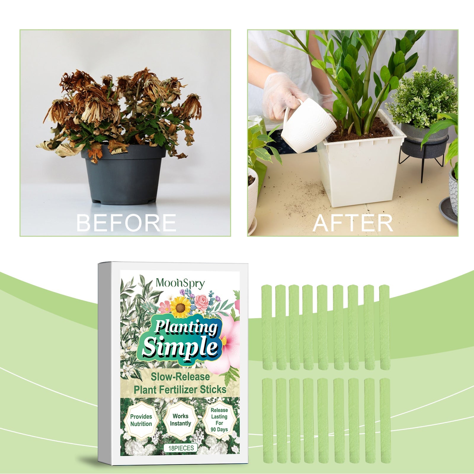 Plant Nutrition Bar, Slow-Release Nutrition For Domestic Flowers And Green Plants Growing In Potted Plants
