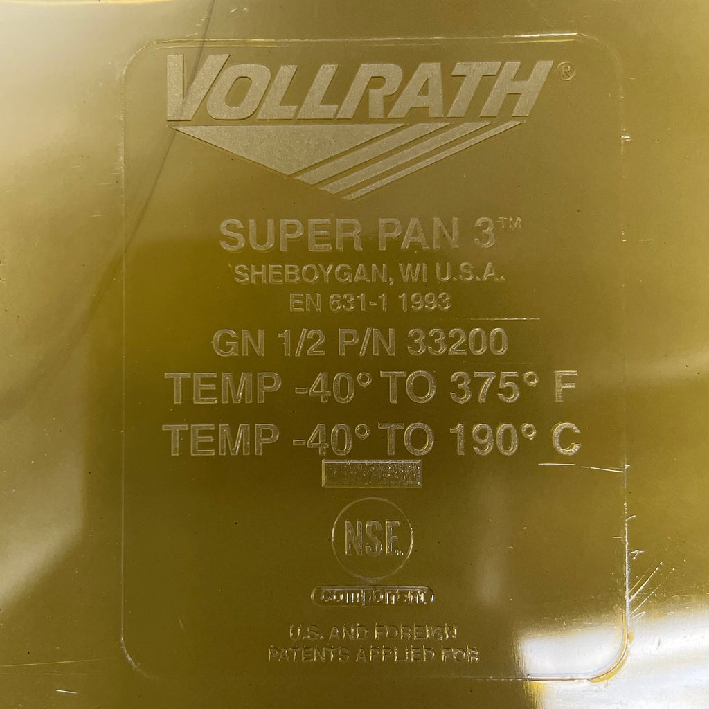 VOLLRATH (6 PK) Super Pan 1/2 Size Amber High Heat Solid Cover Lids 33200