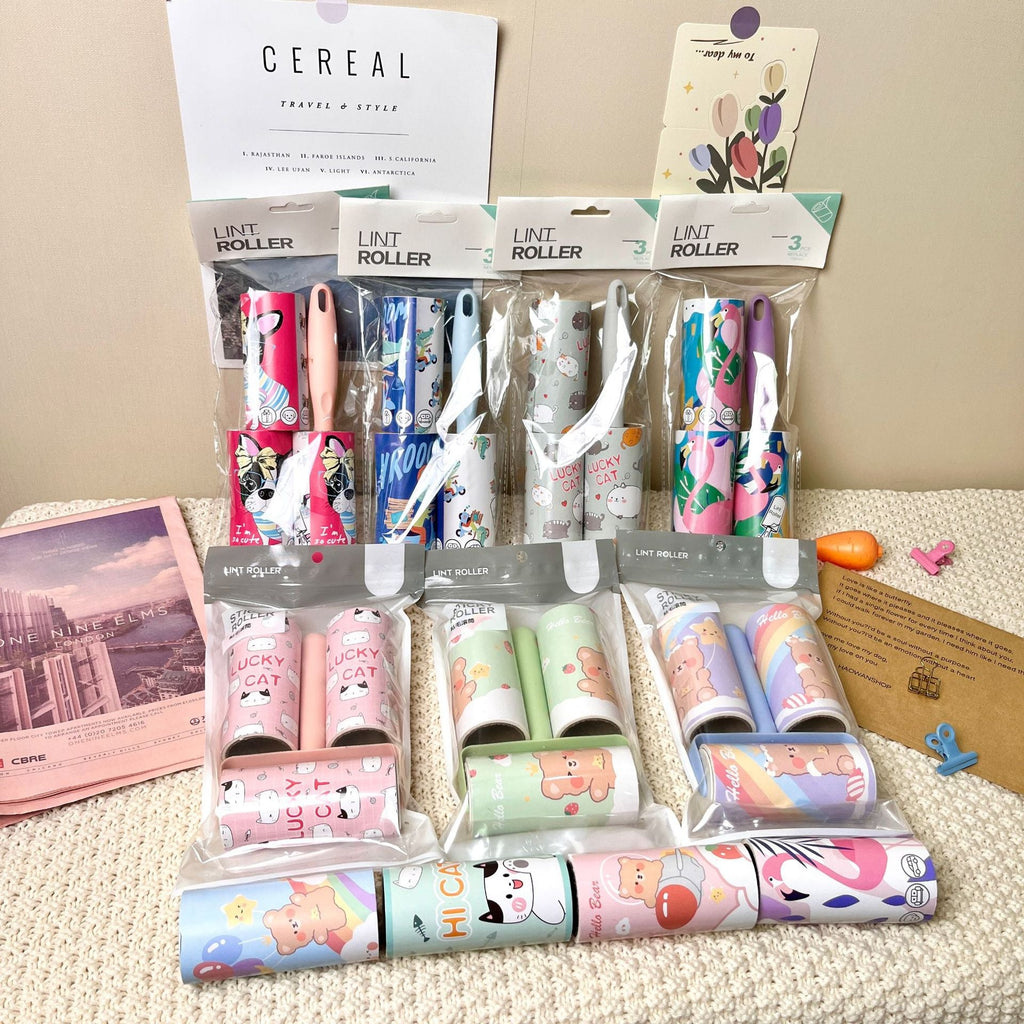 Cartoon pattern lint remover lint roller dust removal paper tearable clothing lint remover