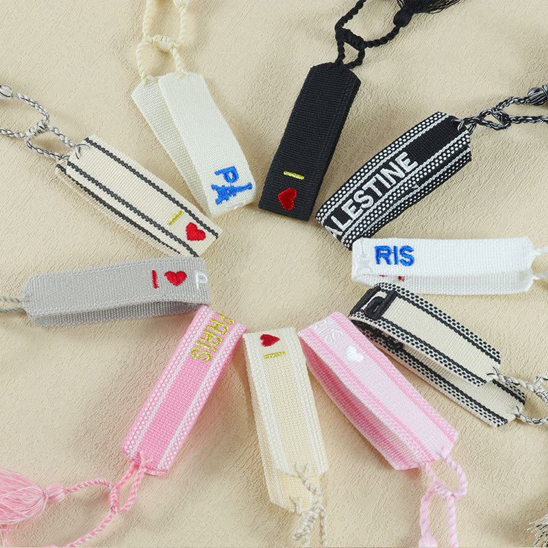 Embroidered Eiffel Tower ethnic style woven ribbon wrist strap Paris Sports Games wristband souvenir from France