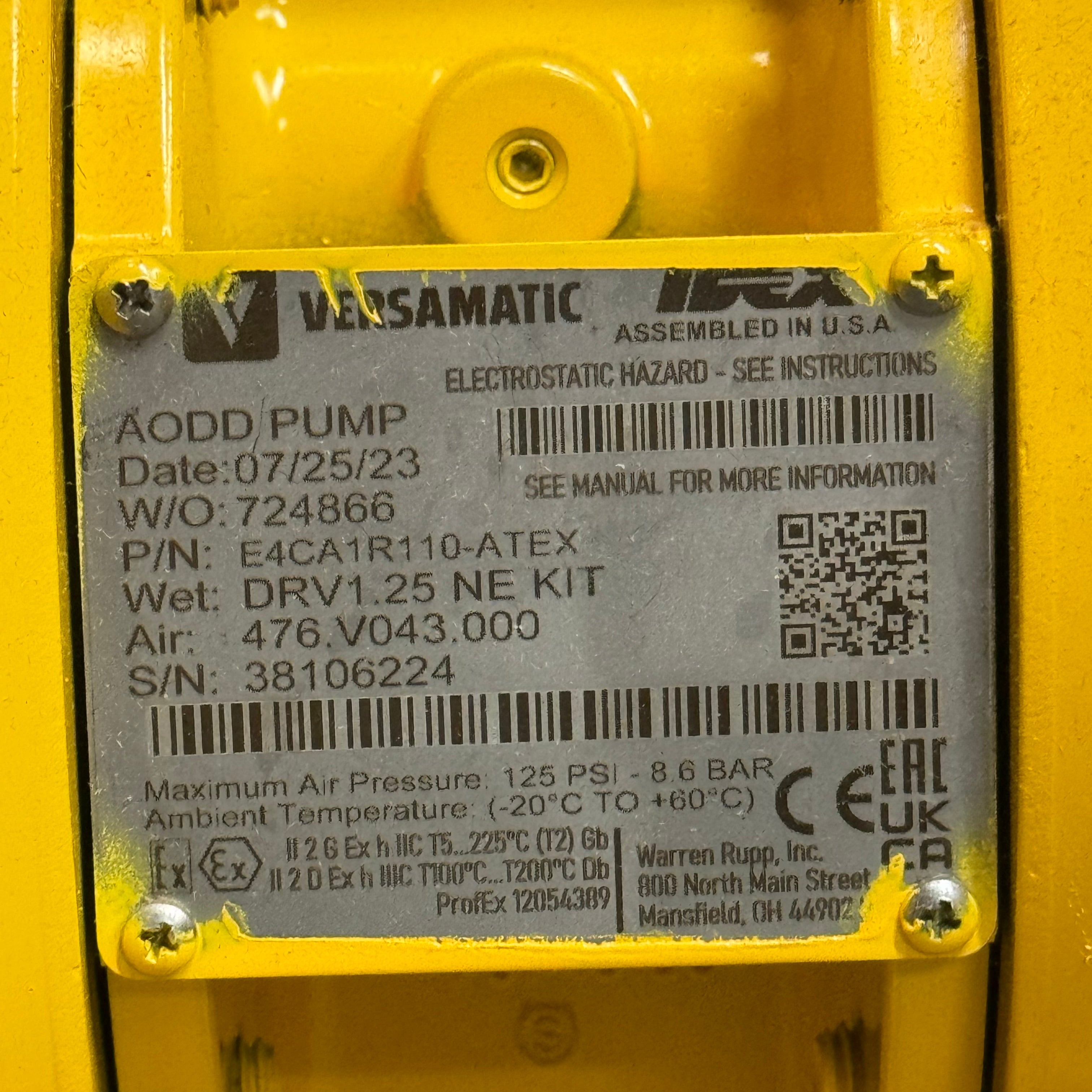 VERSAMATIC AODD Pump E4CA1R110-ATEX Yellow