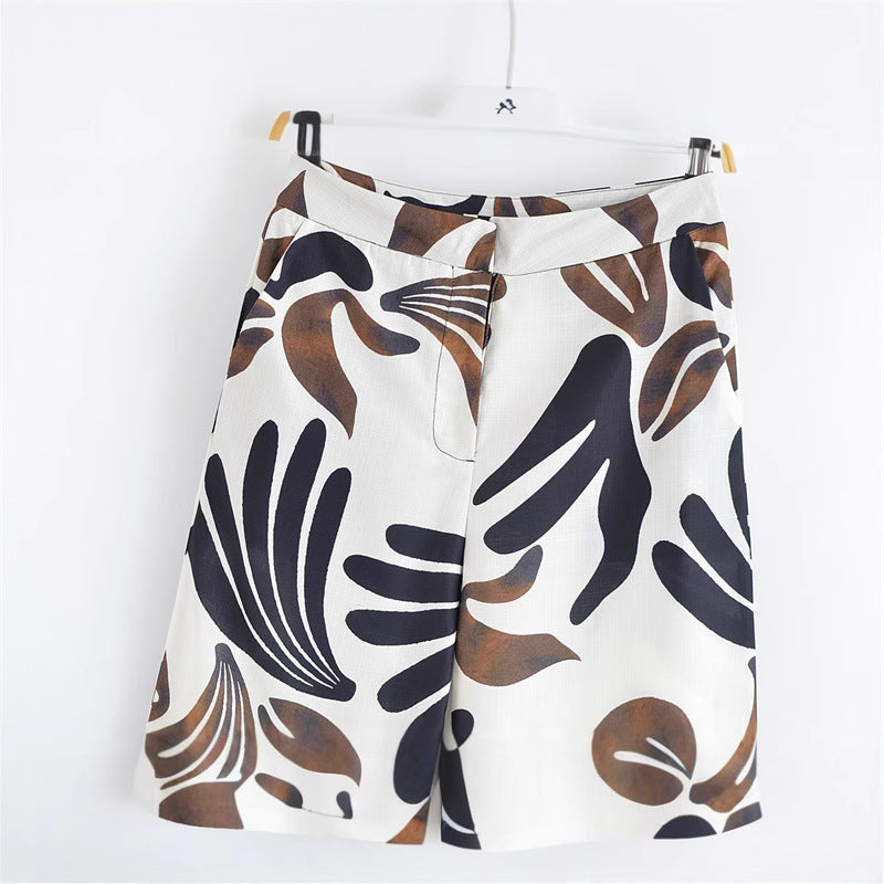 Spring and Summer NewStyle Design Sense Unique All-Match Casual Loose Retro Commuting Printed Wide-Leg Pants