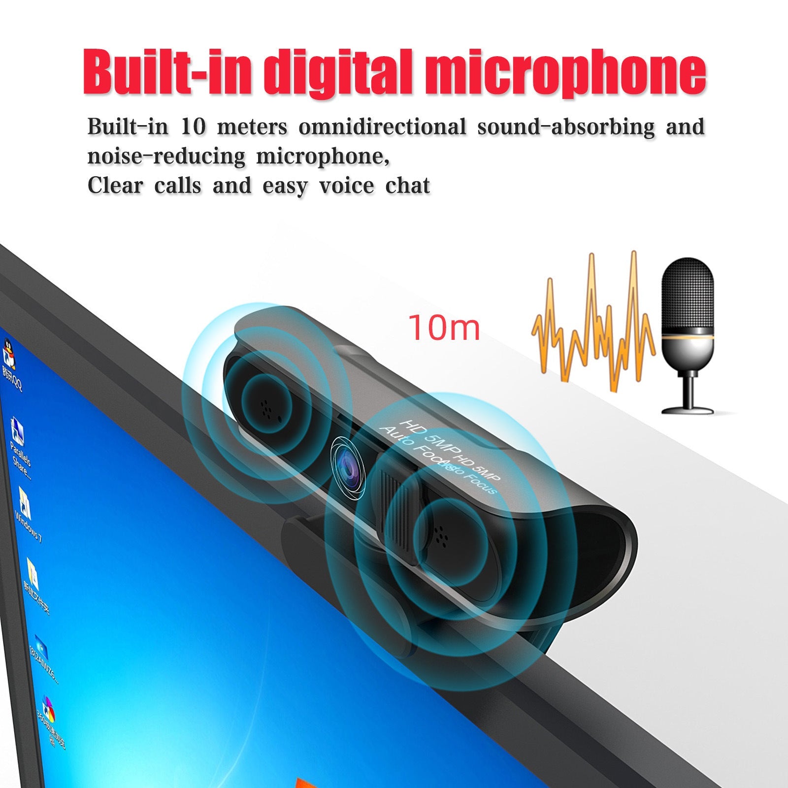 Computer camera with 5 million AF autofocus and support for 1080P video conferencing and online courses