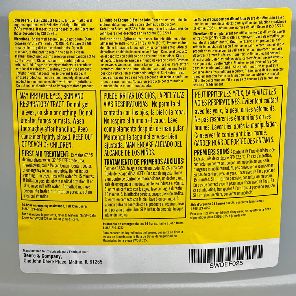 John Deere Diesel Exhaust Fluid 2.5 Gal