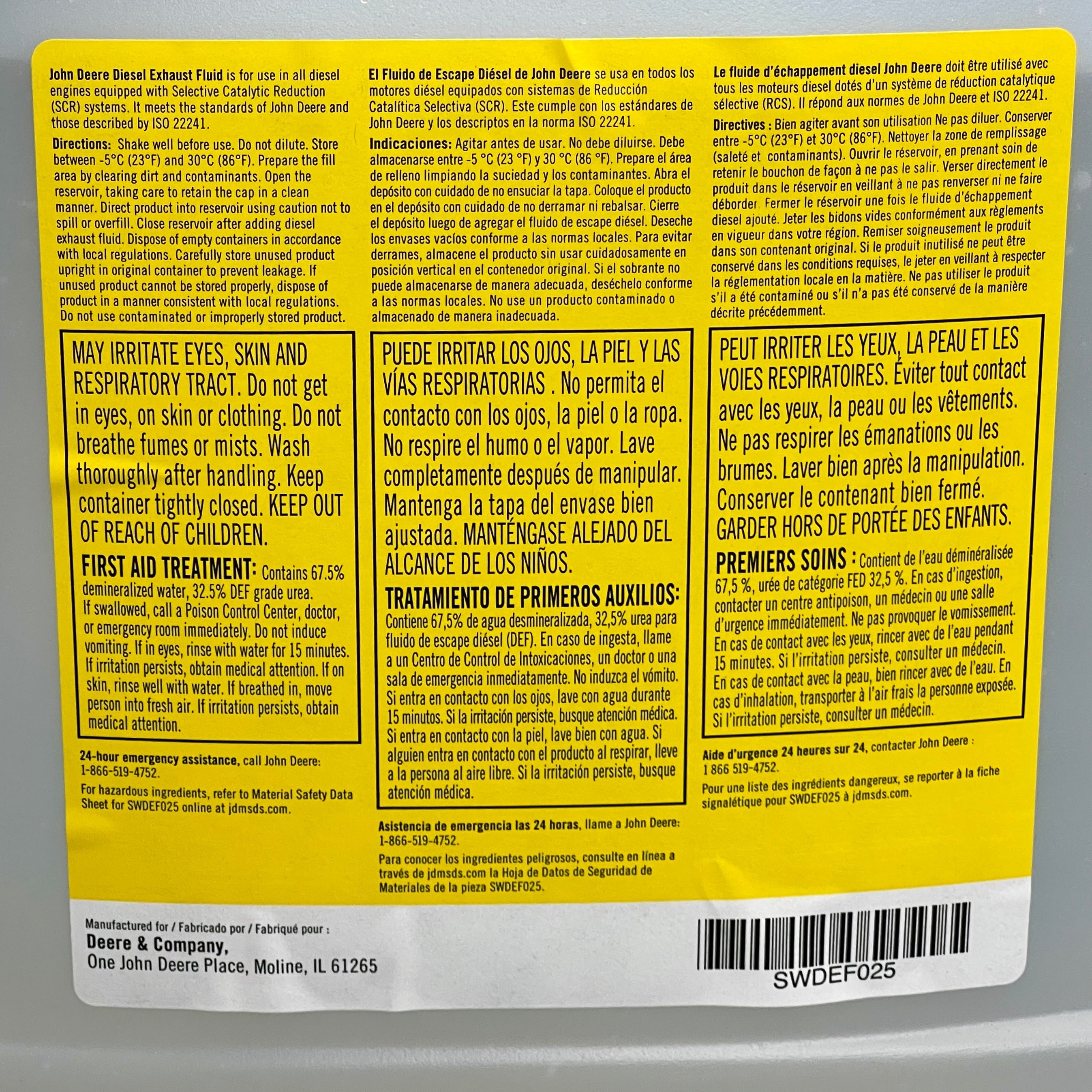John Deere Diesel Exhaust Fluid 2.5 Gal