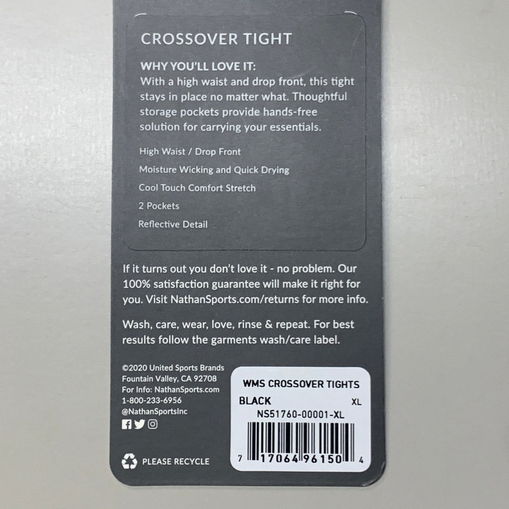 NATHAN Crossover Tights Black Women's Size XL NS517060-00001-XL