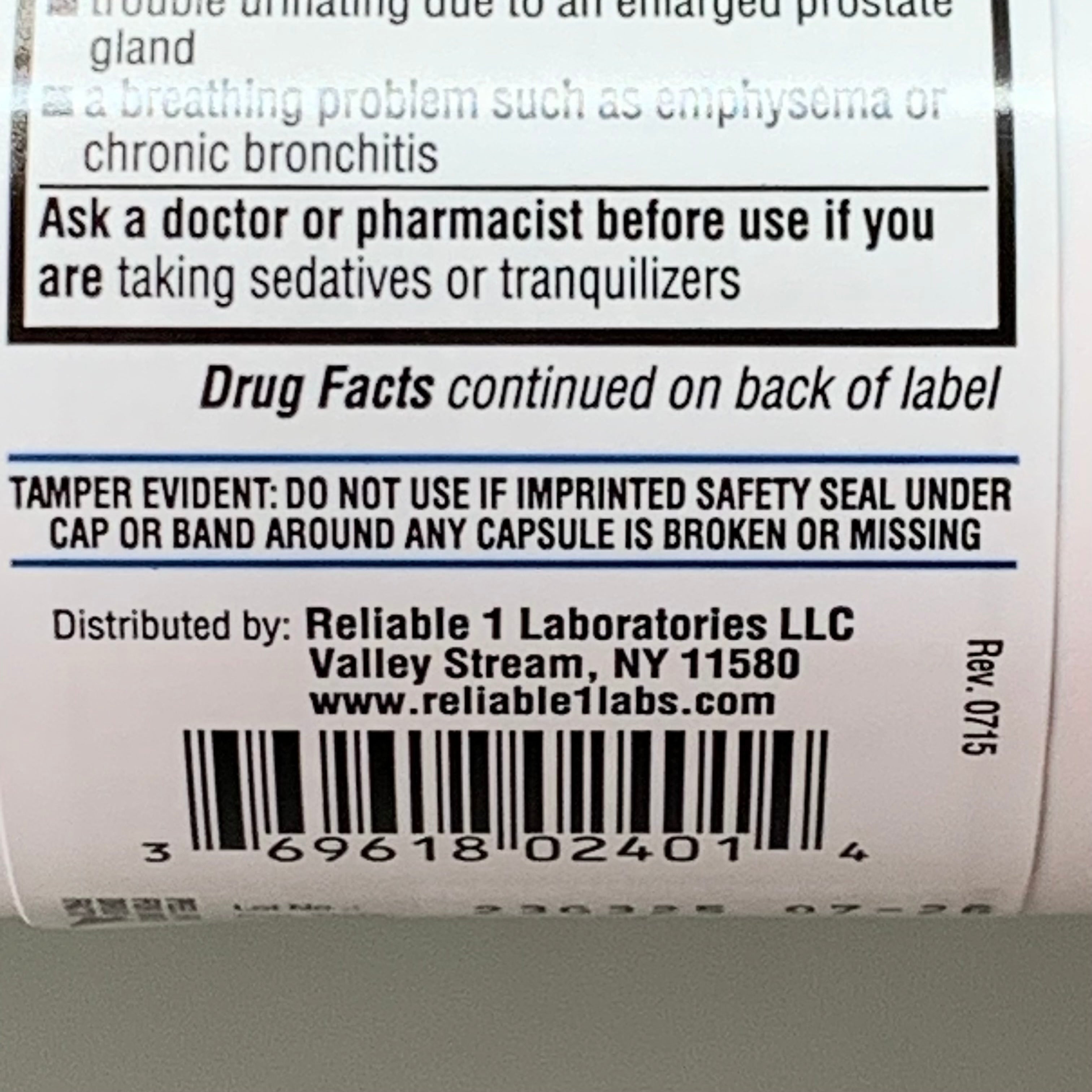 RELIABLE 1 (3 PACK!) Diphenhydramine HCI Antihistamine 25mg 23G325 BB-07/2026