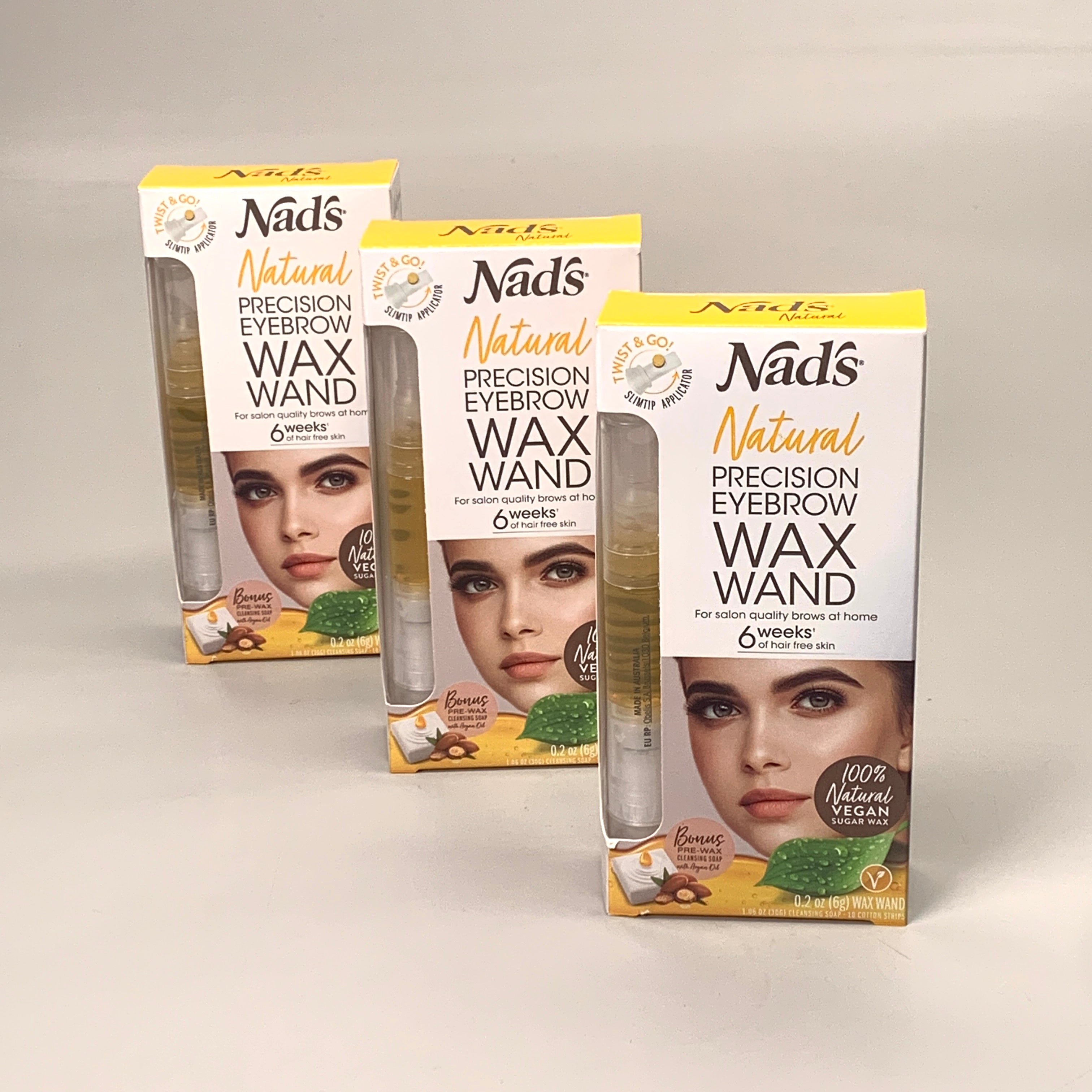 NADS 3 PK Natural Precision Eyebrow Wand Waxing Kit 0.2oz 6877EN06