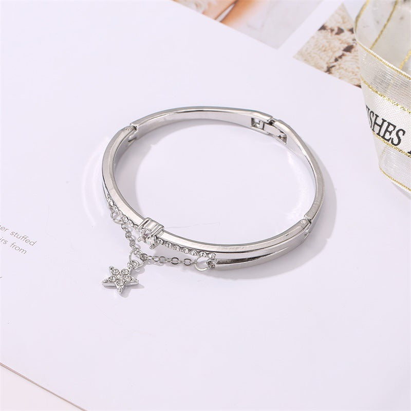 Rose Gold Stainless Steel Bracelets & Bangles Female Heart Forever Love Charm Bracelet For Women