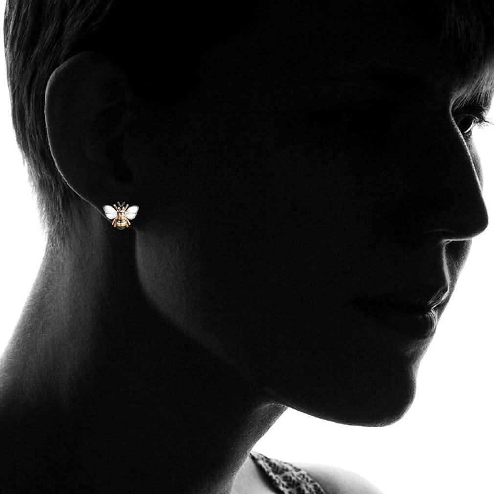 Tri-Tone Bumble Bee Stud Earrings Made with Swarovski Elements
