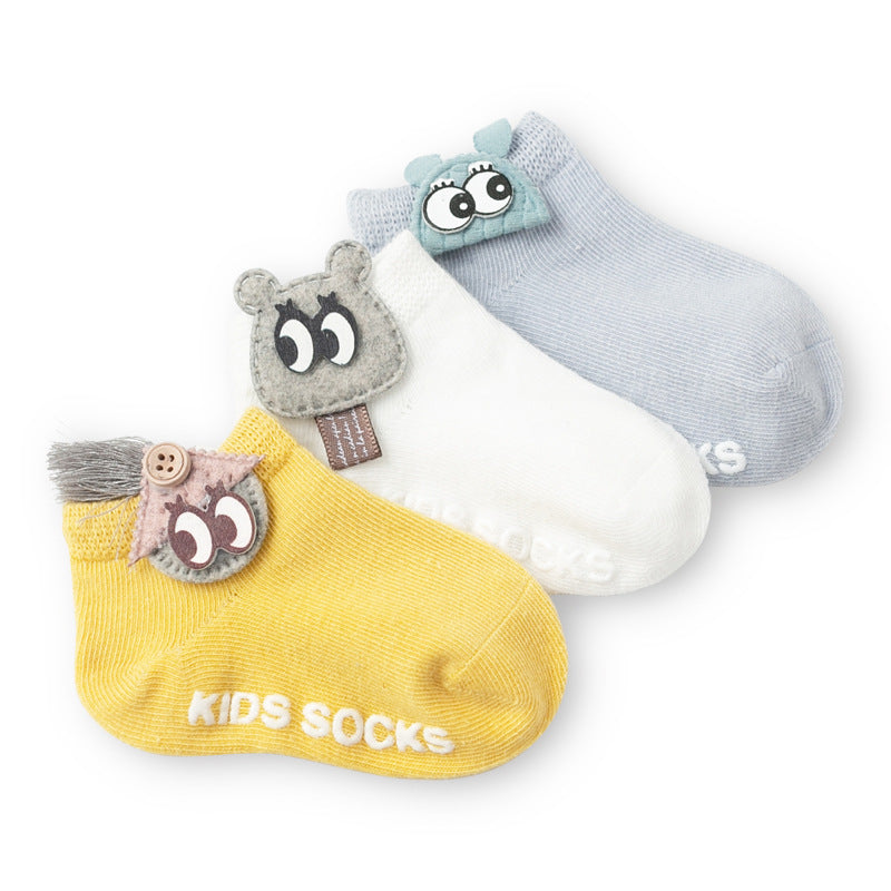 3 Pair/ SET  Baby Newborn Cotton Ankle Socks for Toddler Baby Girls Anti-slip Floor Sock Bowknot Flower Socks For Baby and Kids from 0-24M