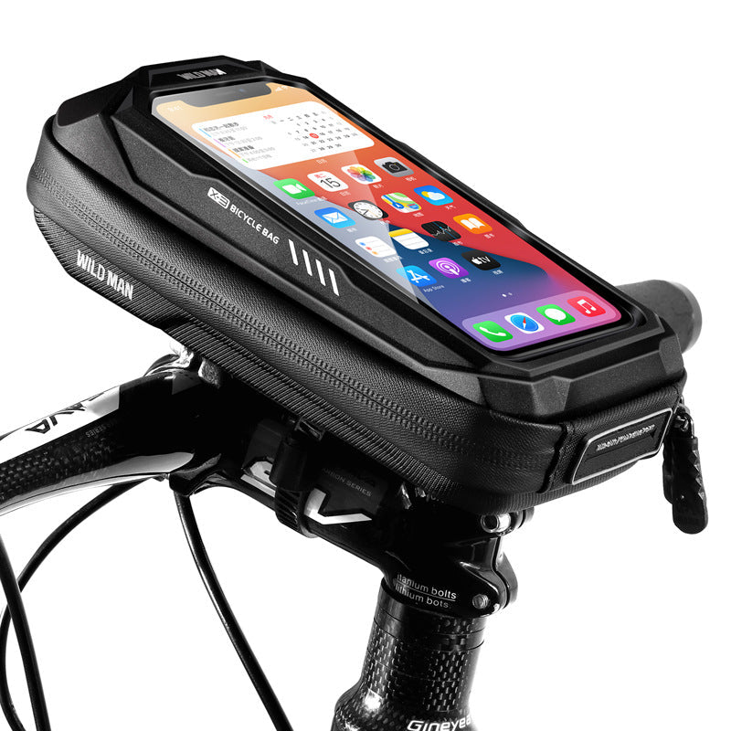 Bicycle Touchscreen Front Frame Bag Phone Case With Double Zippers Cycling Bike Accessories Bike Bag Bike Phone Bag Bike Pouch Bicycle Front Frame Bag Waterproof Top Tube Handlebar Bag Bike Phone Mount Bag Cycling Storage Bag