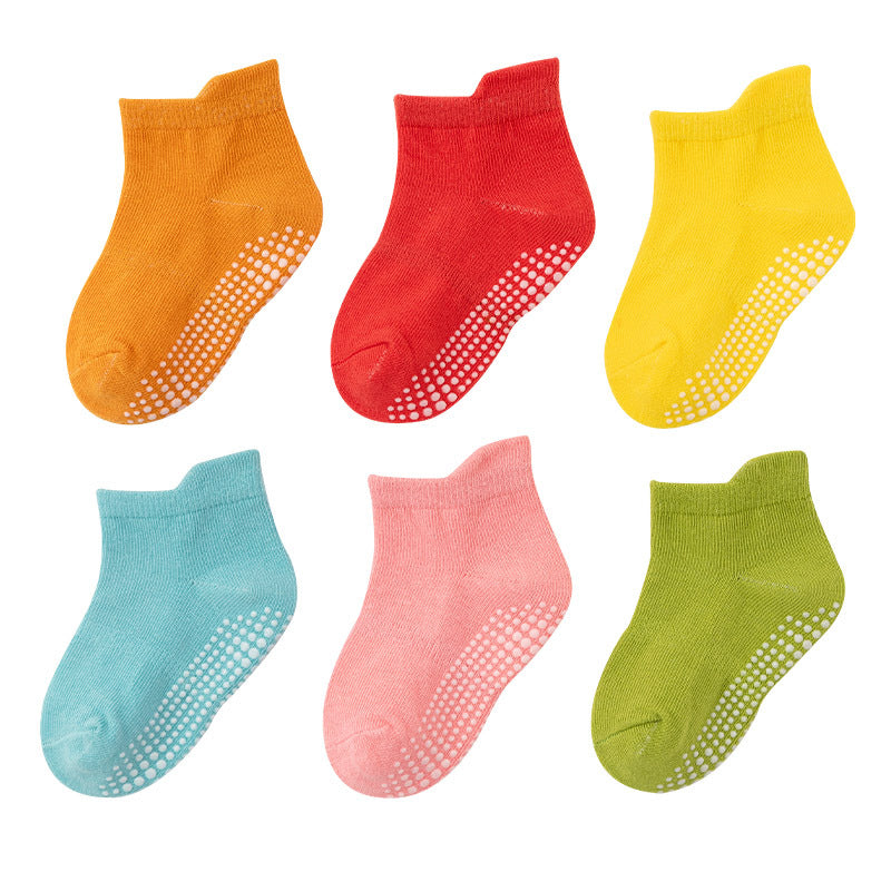 6 Pairs Baby Cotton Anti-slip Boat Low Cut Floor Socks For Boys And Girls Children's Sock