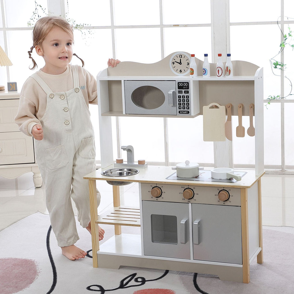 Childrens Pretend Play Toy Wooden Simulation Kitchen Set