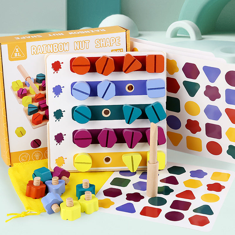 Kindergarten Screw-and-nut Shape Matching Color Puzzle Building Blocks