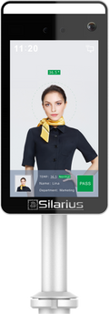Silarius SIL-FRTEMP 7" Facial Time Attendance Access Control Terminal with Temperature Testing + Face Recognition and Mask Detection (Table Stand Included) NDAA Compliant