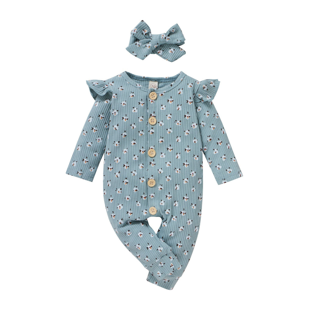Children's Two-color Pit Stripe Printed Jumpsuit