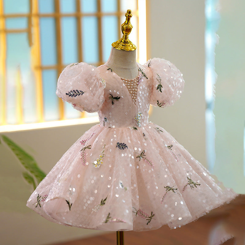New Floral Princess Dress For Flower Girls Hostpresenter And Piano Performance Outfit