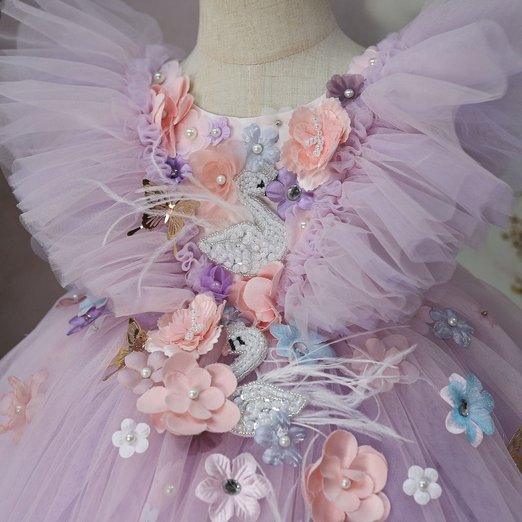Children's Flower Super Fairy Tulle Tutu Skirt Feather Princess Dress