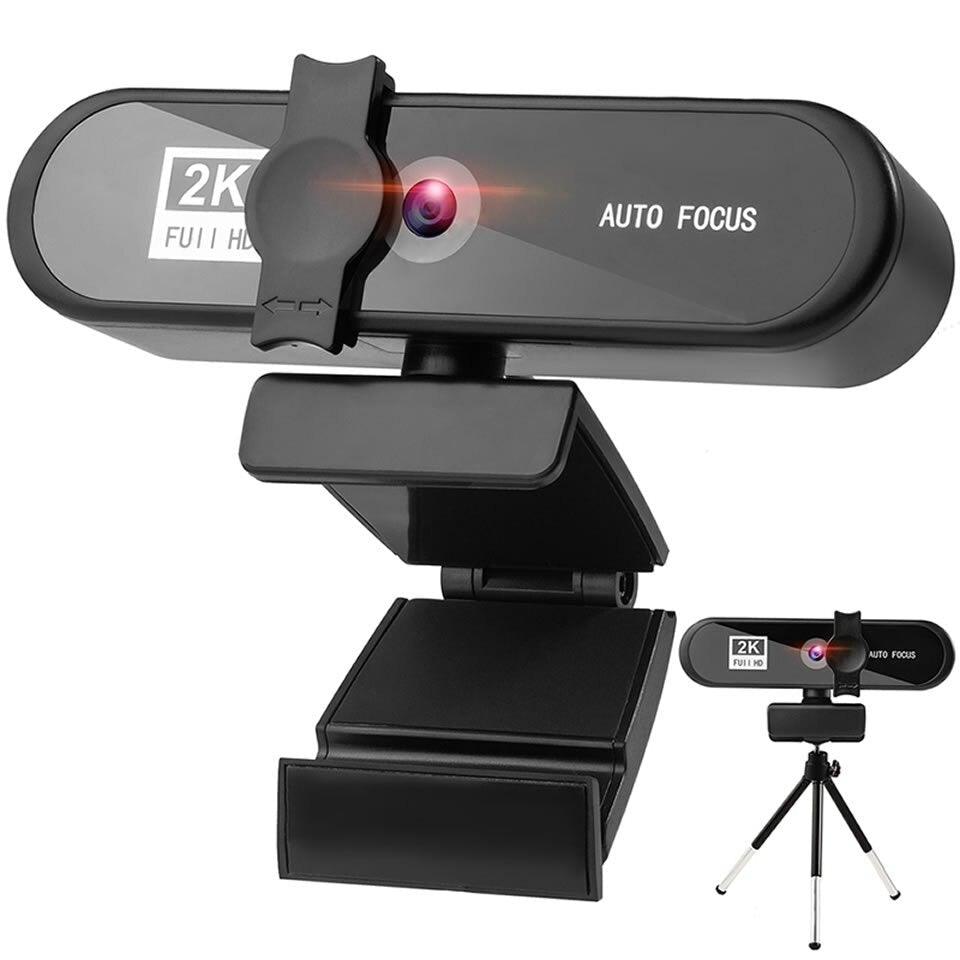 2K 4K Pc Webcam With Gift Tripod Autofocus Usb Web Camera Laptop Mini Camera 1080P with Microphone For Full Widescreen Laptop USB Webcams Privacy Shutter Tripod Desktop Notebook Webcam Video Calling Recording Webcam