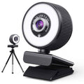 2K HD Webcam with Built-In 18 LED Adjustable Ring Light and Microphone