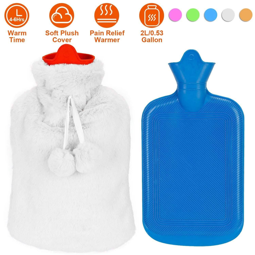 2L Hot Water Bottle with Plush Cover