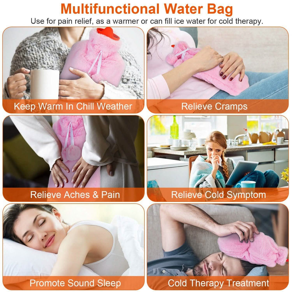 2L Hot Water Bottle with Plush Cover