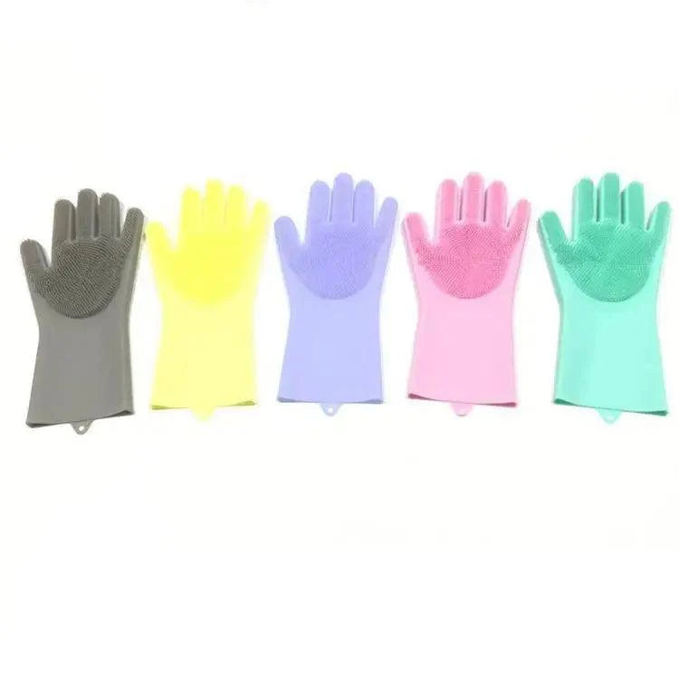 2PCS Cleaning Sponge Gloves Multifunction Silicone Cleaning Magic Gloves Dish Washing Gloves For Kitchen Household Plate Washing  Reusable Cleaning Gloves For Housework