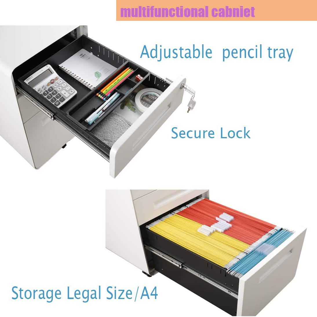 3 Drawer Rolling File Cabinet