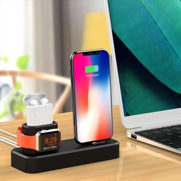 3-in-1 Charging Station Silicone for Apple Watch, Airpods, and iPhone