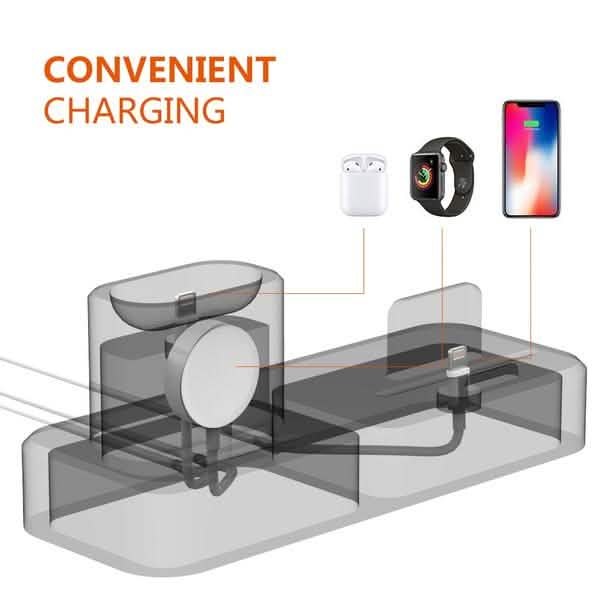 3-in-1 Charging Station Silicone for Apple Watch, Airpods, and iPhone