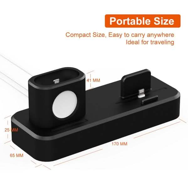 3-in-1 Charging Station Silicone for Apple Watch, Airpods, and iPhone