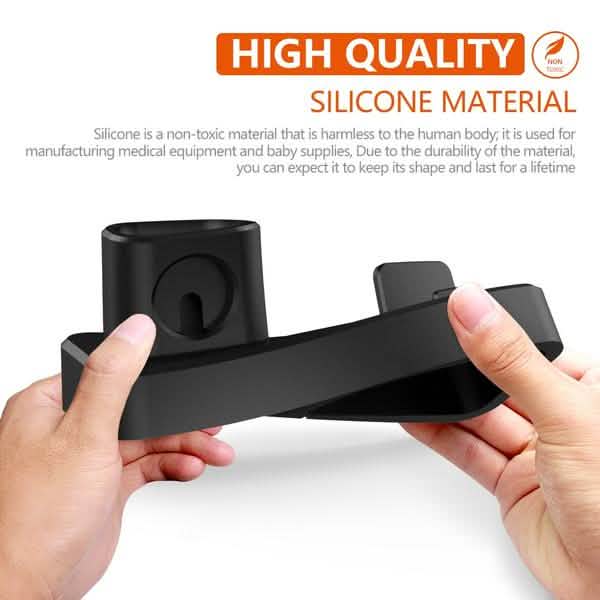 3-in-1 Charging Station Silicone for Apple Watch, Airpods, and iPhone