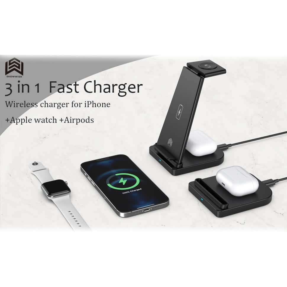 3-in-1 Foldable Fast Wireless Charging Stand