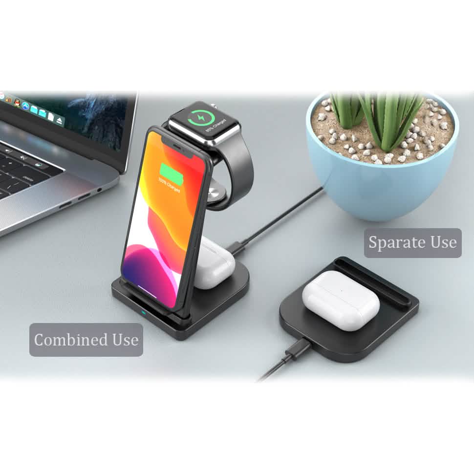 3-in-1 Foldable Fast Wireless Charging Stand