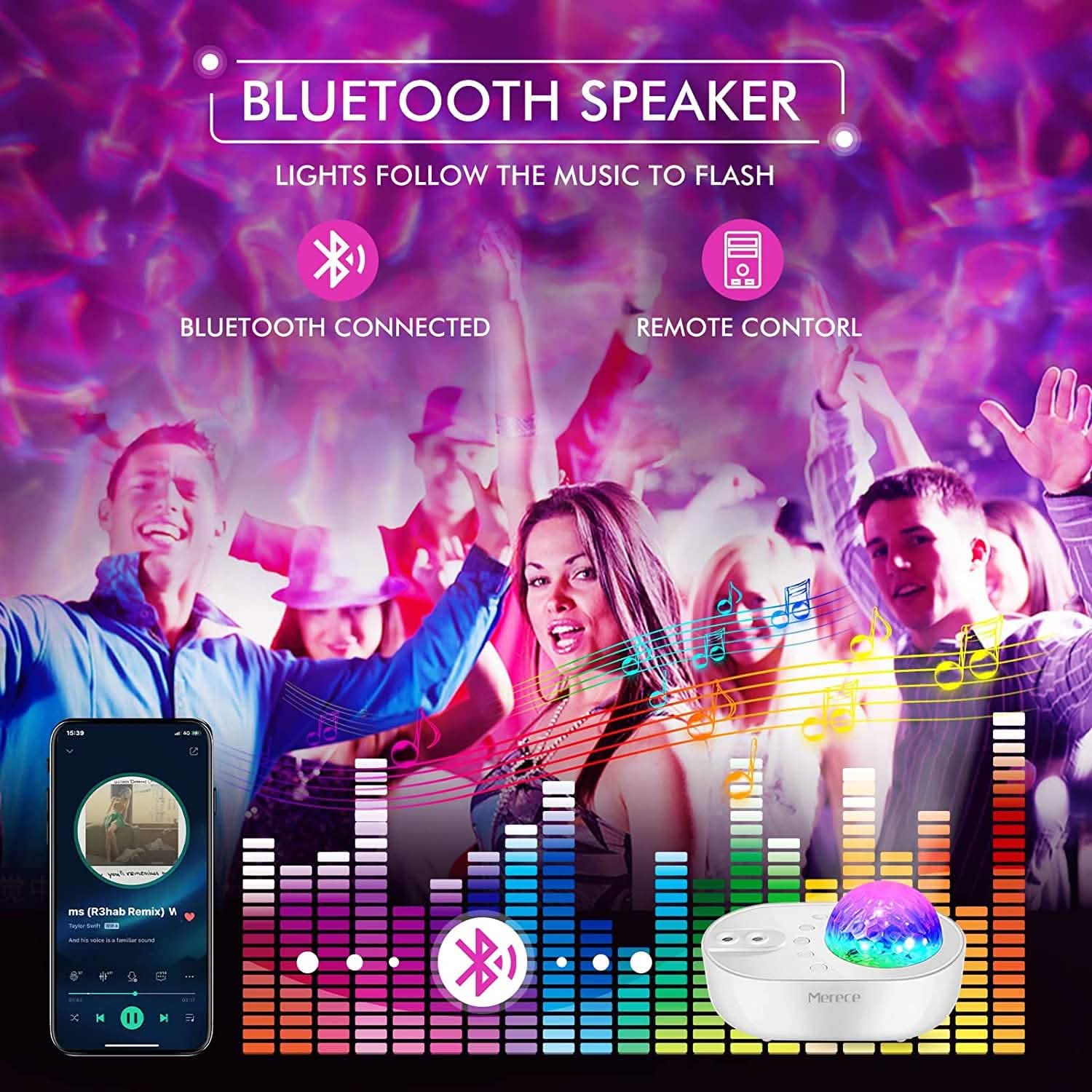 3-in-1 Galaxy Night Light Projector with Remote Control