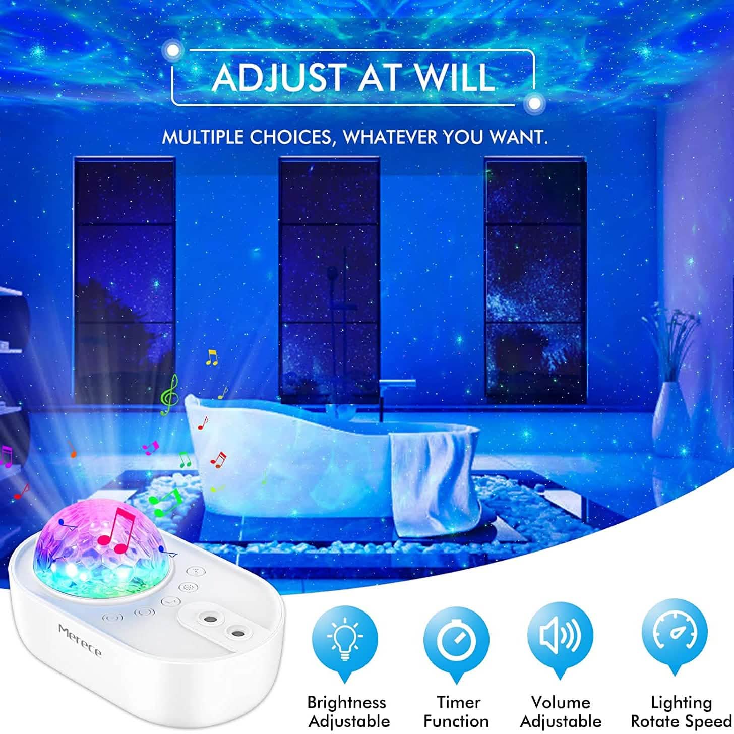 3-in-1 Galaxy Night Light Projector with Remote Control