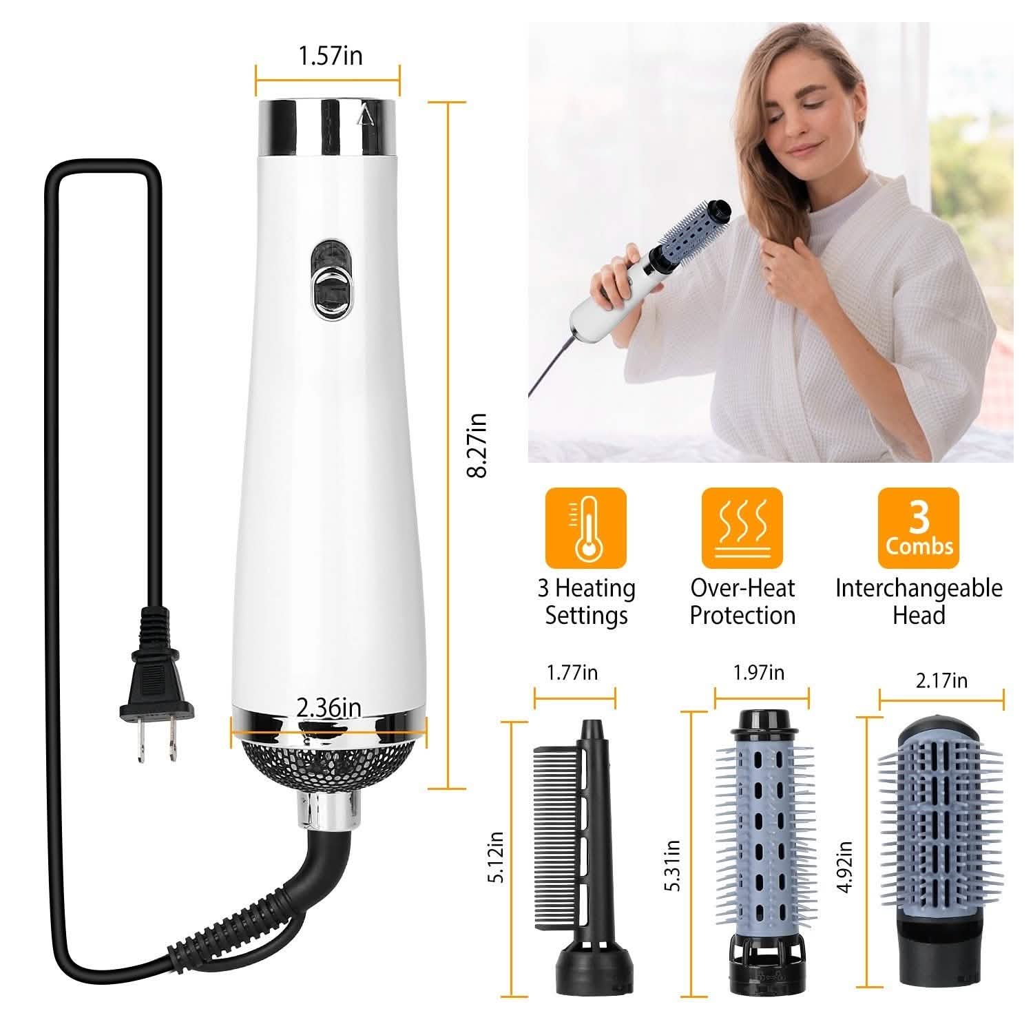 3-in-1 Hot Air Brush One-Step Hair Dryer Comb