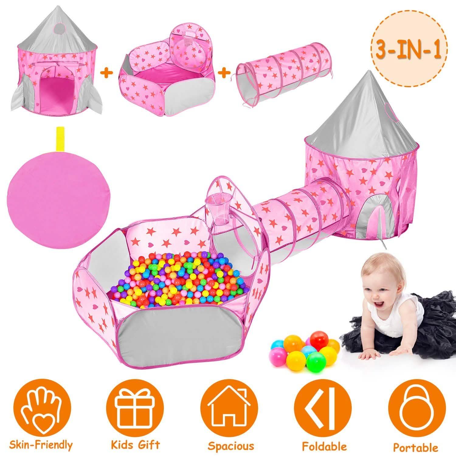 3-in-1 Kids Play Tent Ball Pit Set