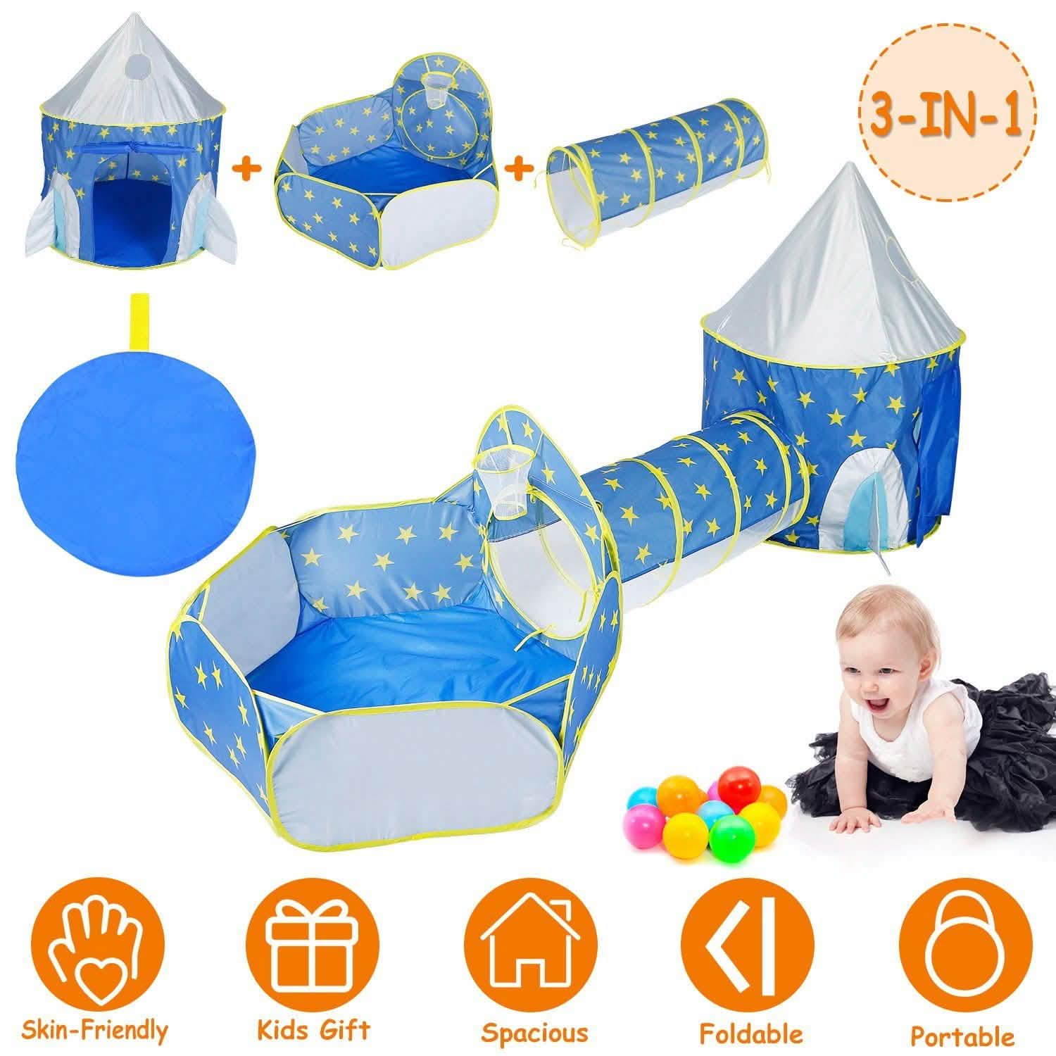 3-in-1 Kids Play Tent Ball Pit Set