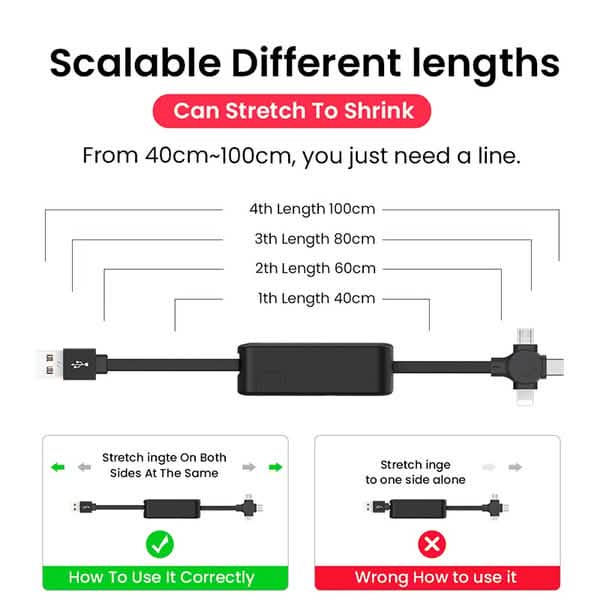 3-in-1 Portable Retractable Charging Cable