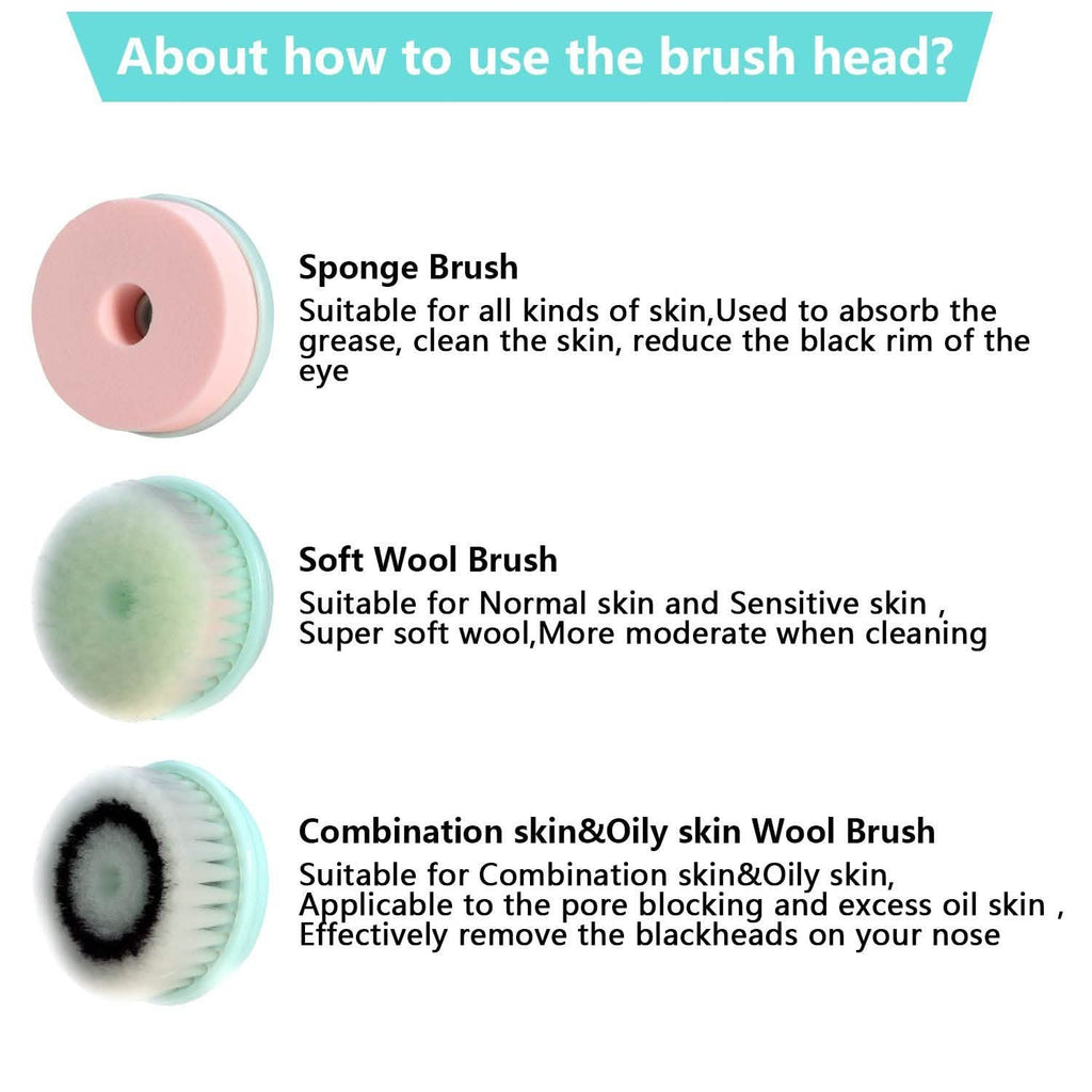 3-in-1 USB Rechargeable Facial Cleansing Brush Set Soft Scrubber Face Exfoliating