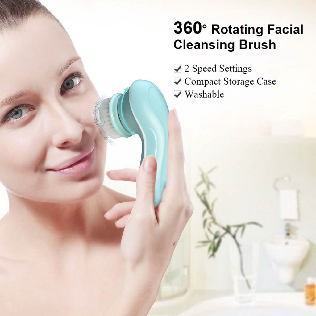 3-in-1 USB Rechargeable Facial Cleansing Brush Set Soft Scrubber Face Exfoliating