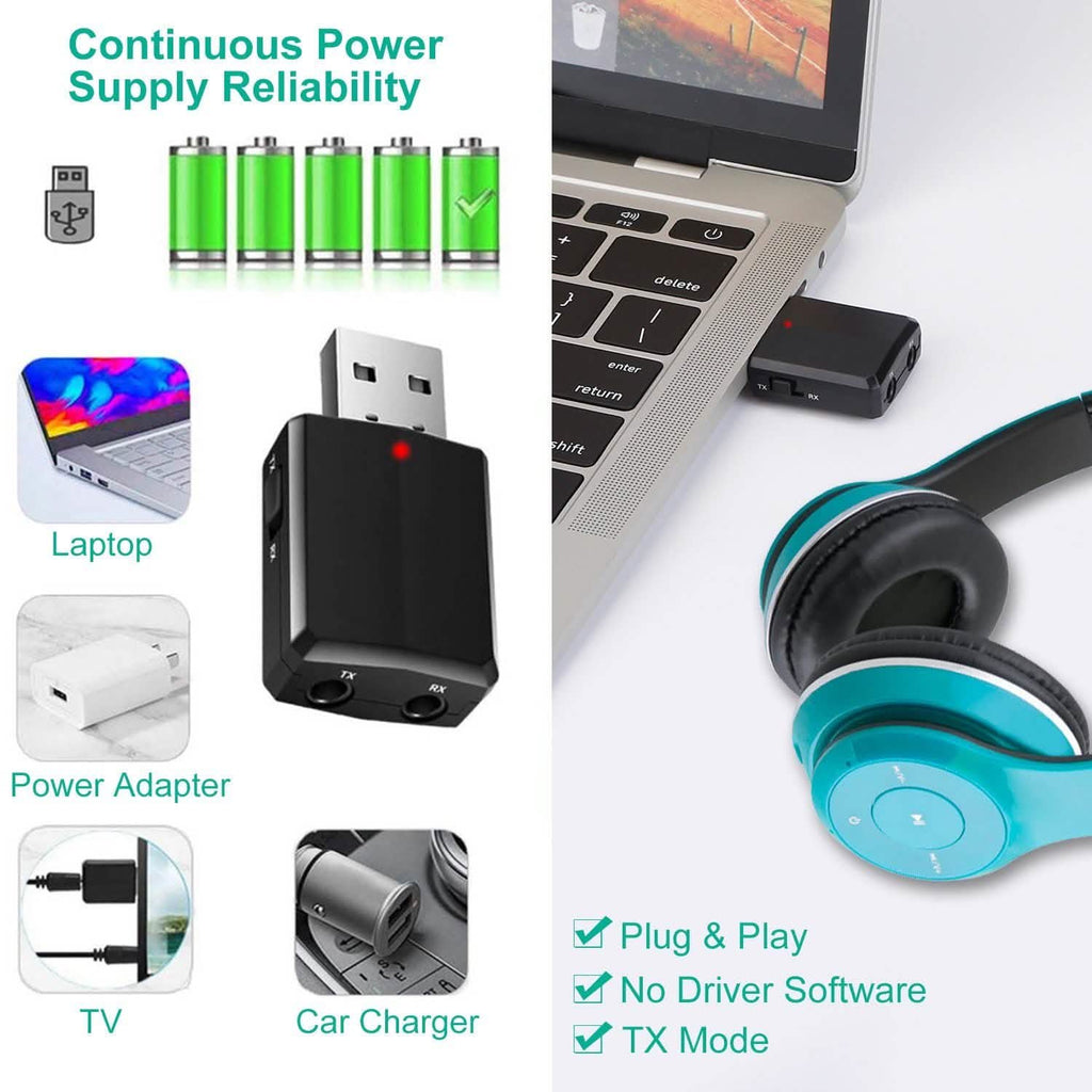 3-in-1 Wireless V5.0 USB Audio Transmitter Receiver