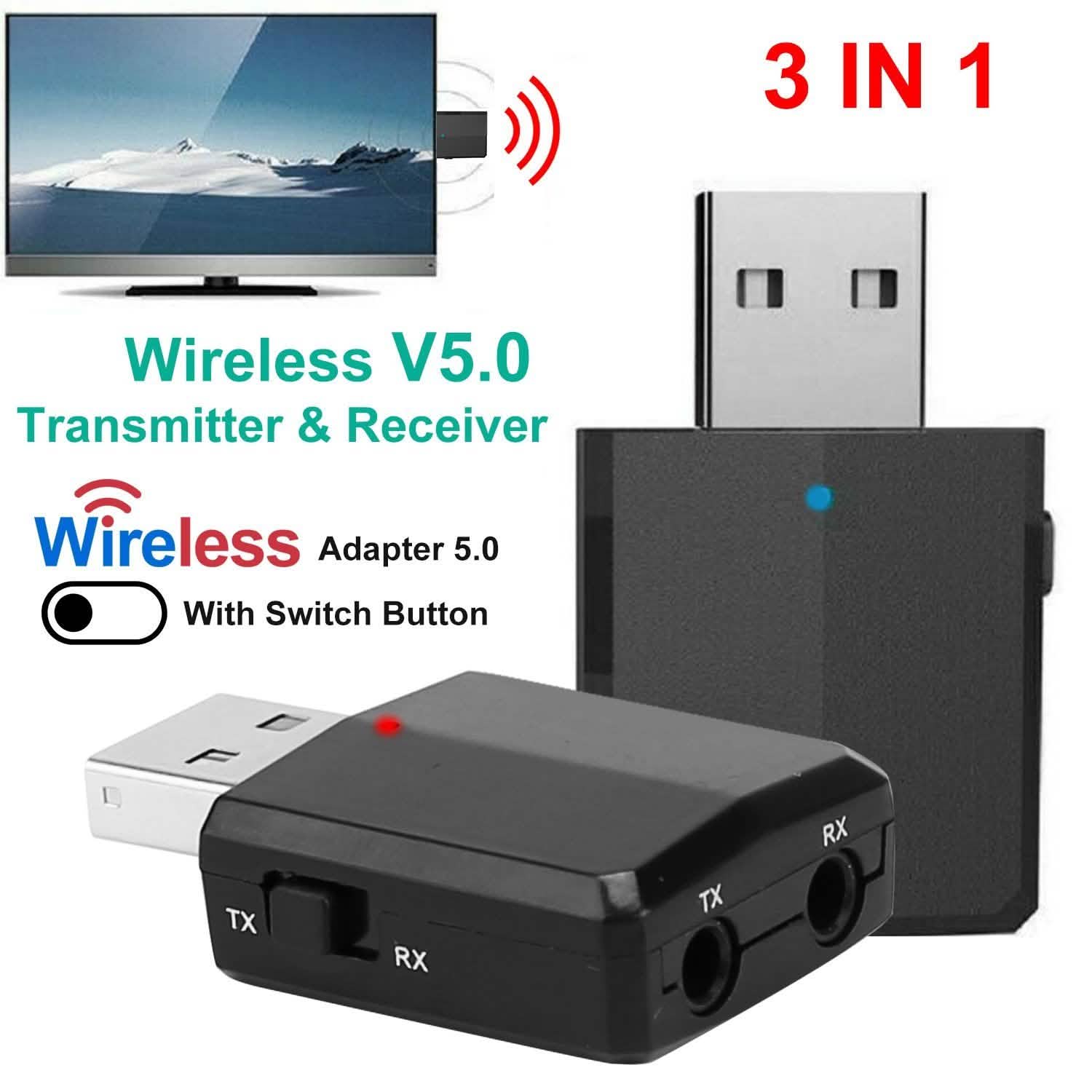 3-in-1 Wireless V5.0 USB Audio Transmitter Receiver