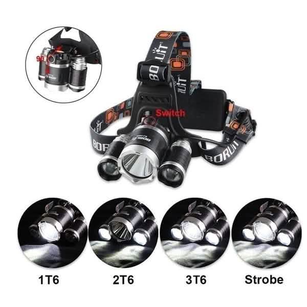 3 LED XM-L T6 Waterproof Headlamp LED Torch Flashlight