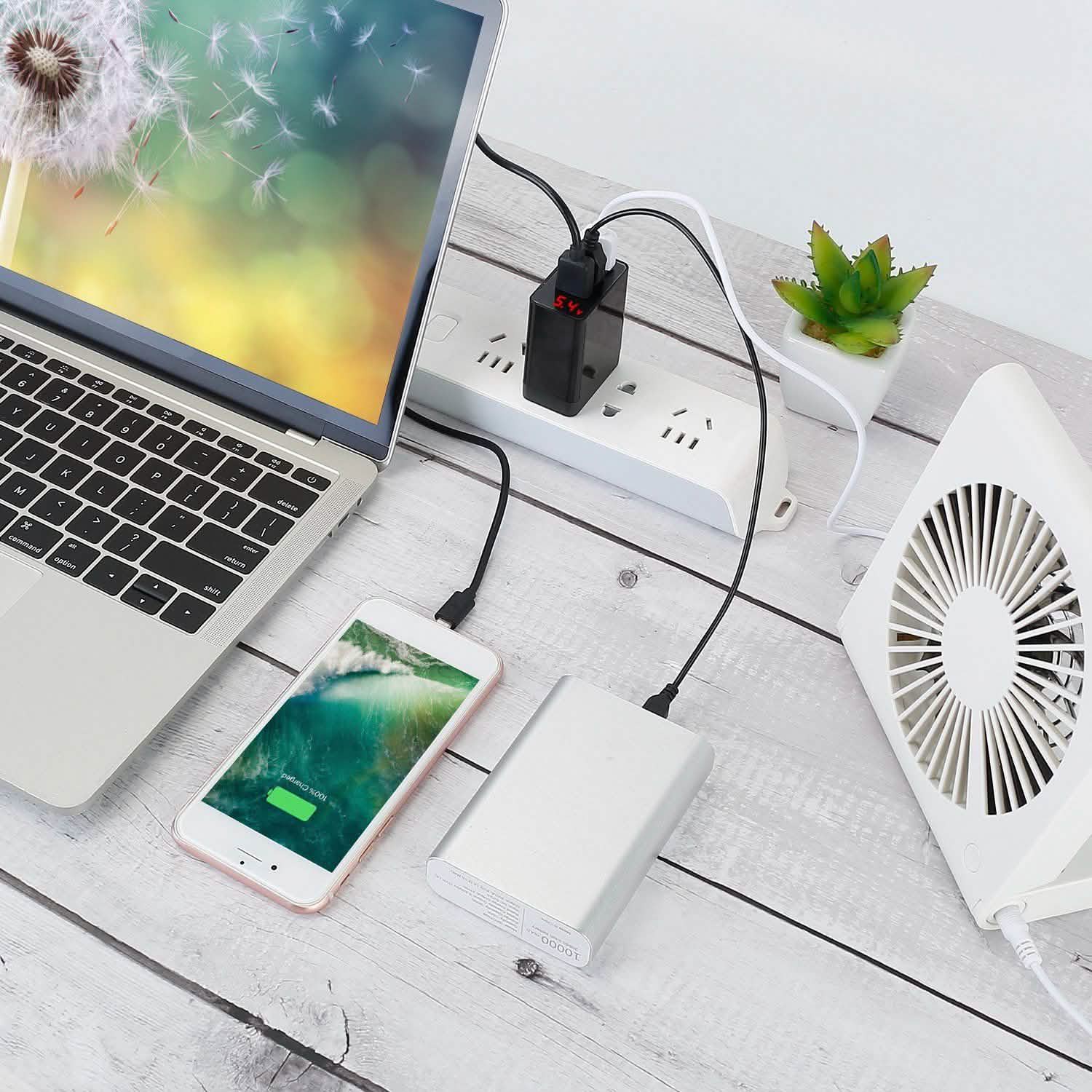 3-Pack: 3-Port USB Hub Charger Wall Power Charging Plug Adapter